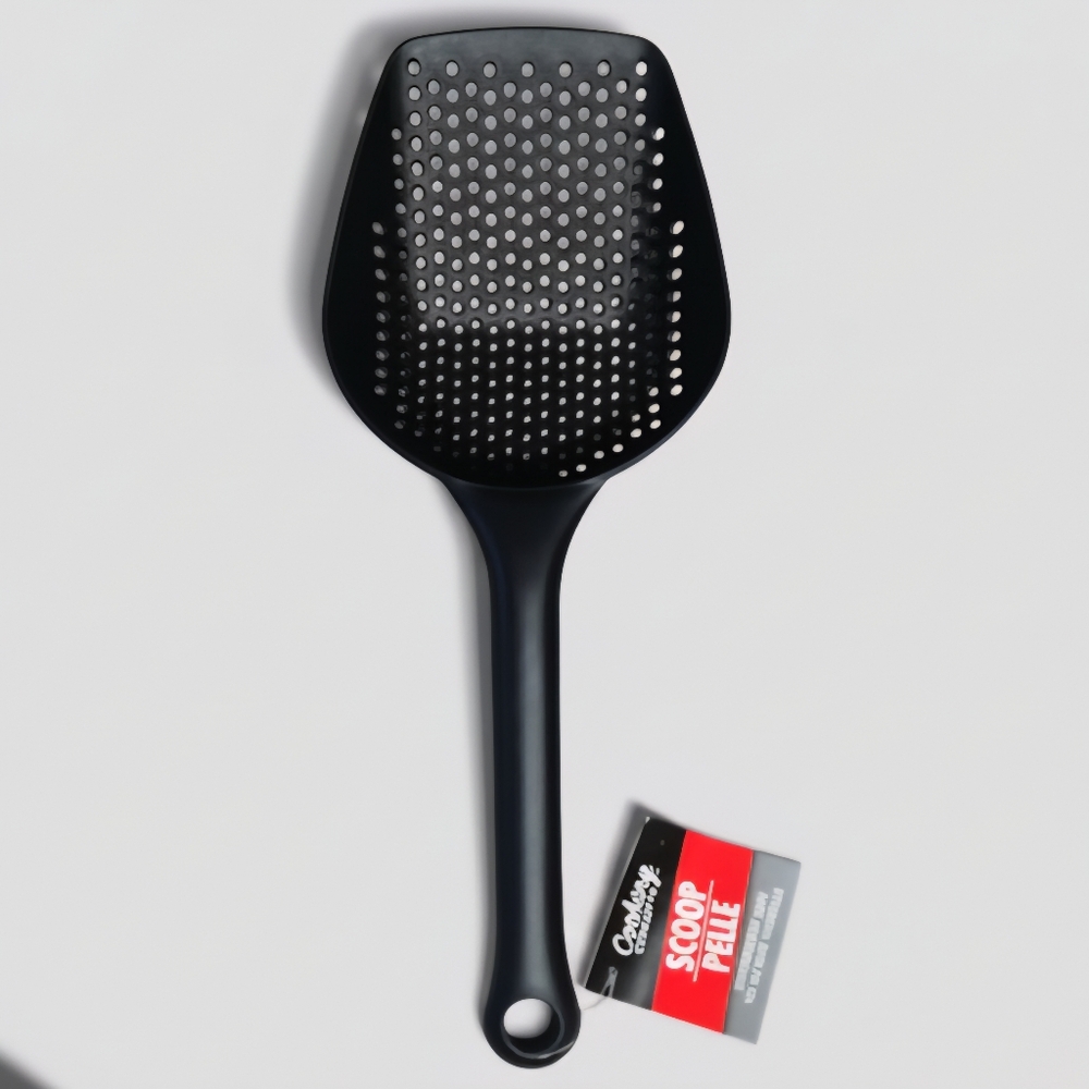 Cooking Concepts Black Perforated Scoop Handheld Colander Strainer